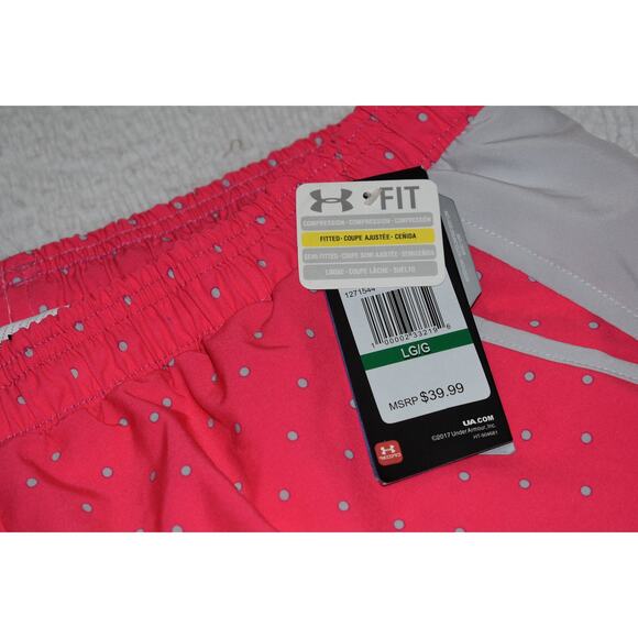 Under Armour Lined Gym Shorts Womens Size Large Semi Fitted Performance Pink NEW - Picture 2 of 8